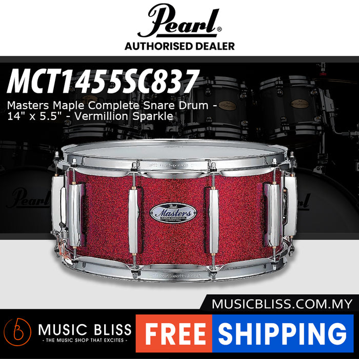 Pearl Masters Maple Complete Snare Drum - 14" x 5.5" - Vermillion Sparkle