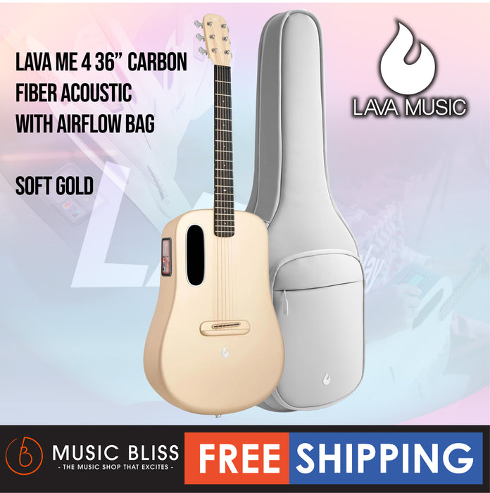 Lava ME 4 36″ Carbon Fiber Acoustic-Electric Guitar with Airflow Bag - Soft Gold - Music Bliss Malaysia
