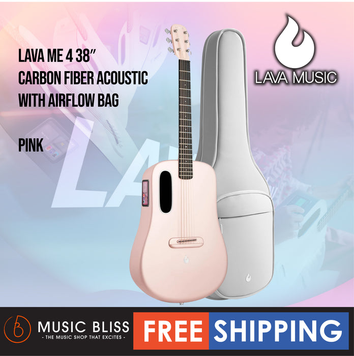 Lava ME 4 38″ Carbon Fiber Acoustic-Electric Guitar with Airflow Bag - Pink - Music Bliss Malaysia