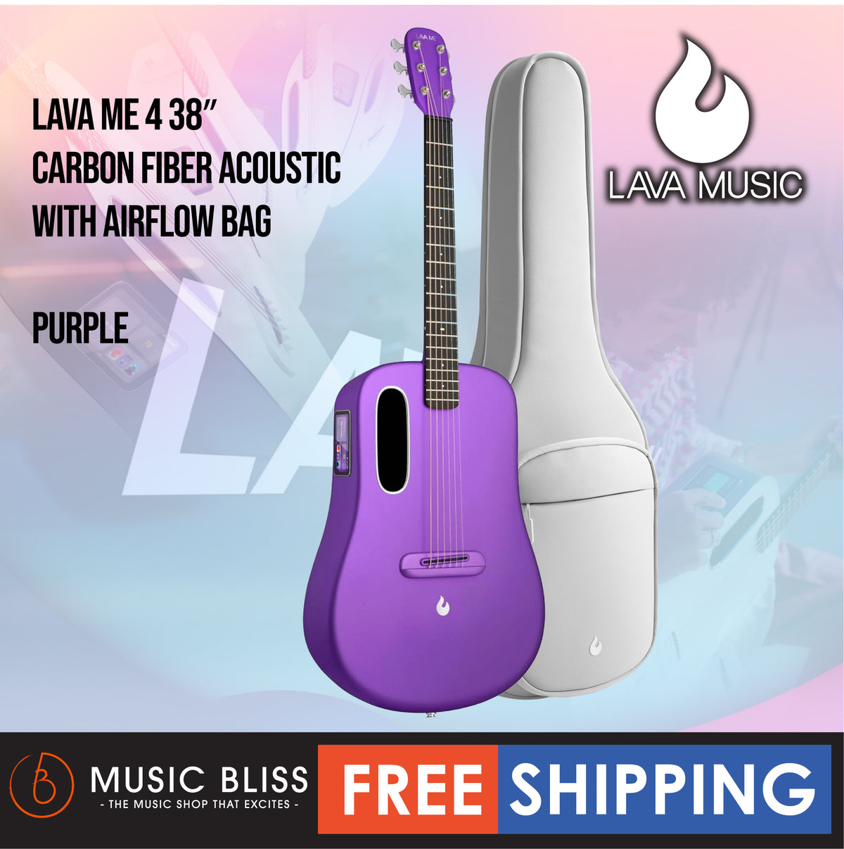 【未開封】LAVA ME4 carbon 38inch ギター パープル Lava Music ME 4 Carbon Fiber 38” Acoustic Electric Guitar - Purple