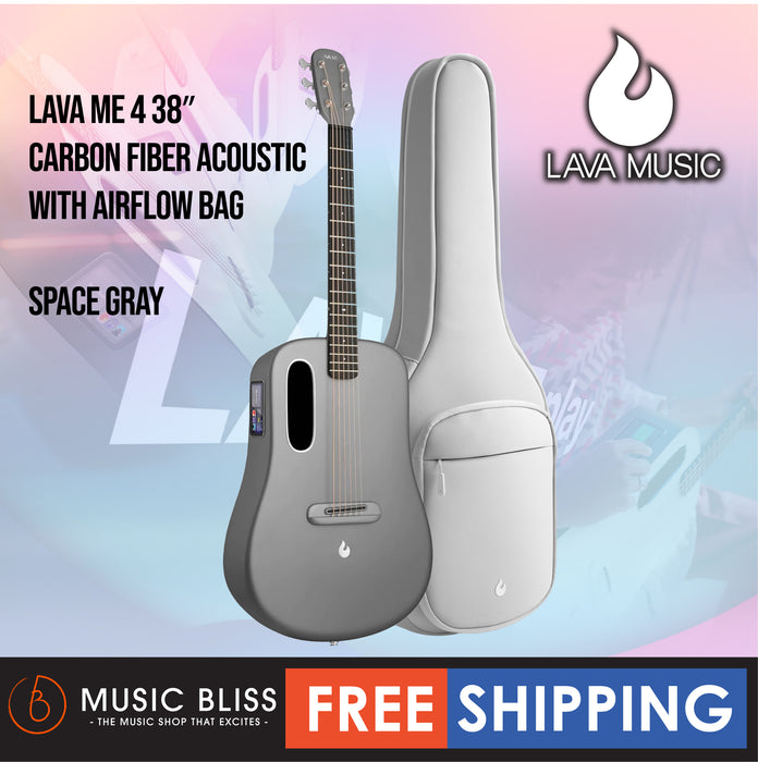 Lava ME 4 38″ Carbon Fiber Acoustic-Electric Guitar with Airflow Bag - Space Gray - Music Bliss Malaysia