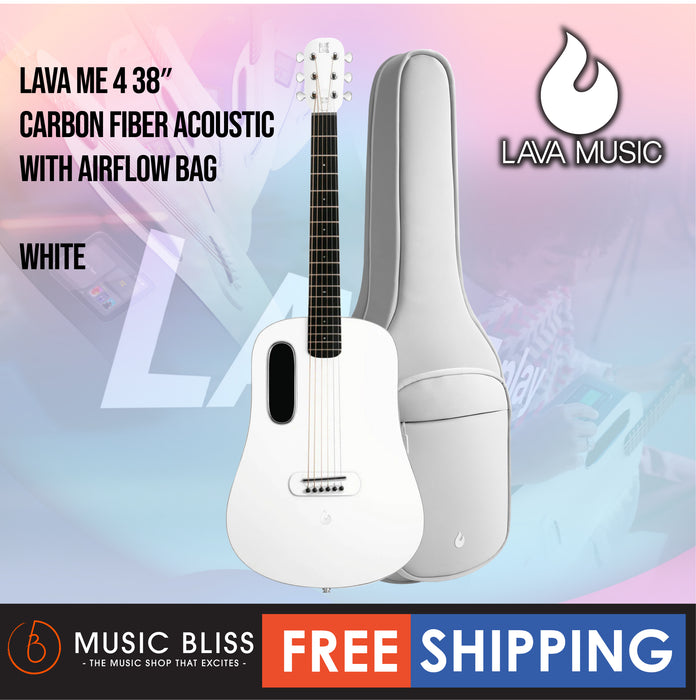 Lava ME 4 38″ Carbon Fiber Acoustic-Electric Guitar with Airflow Bag - White - Music Bliss Malaysia