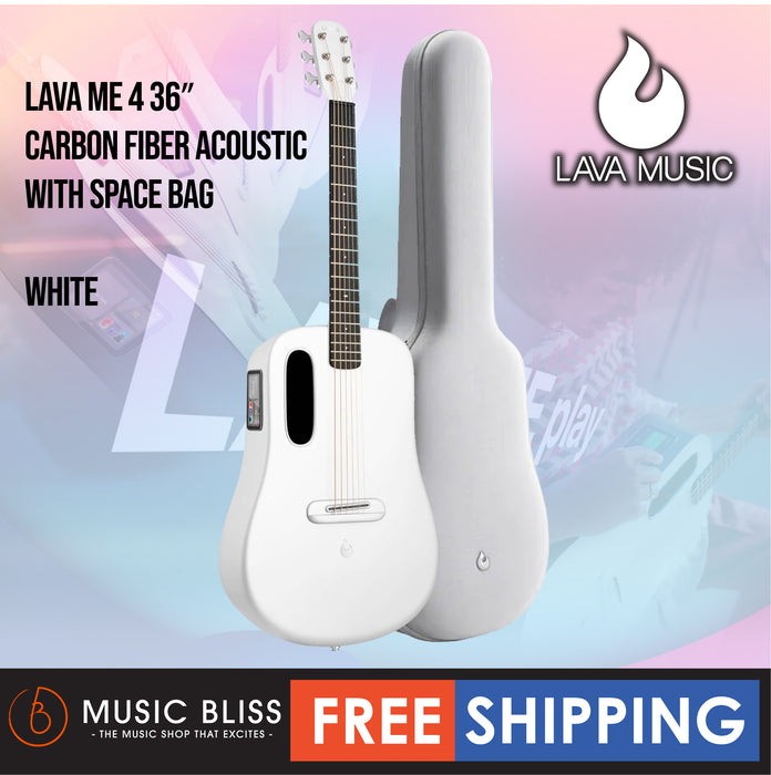 Lava ME 4 36″ Carbon Fiber Acoustic-Electric Guitar with Space Bag - White - Music Bliss Malaysia