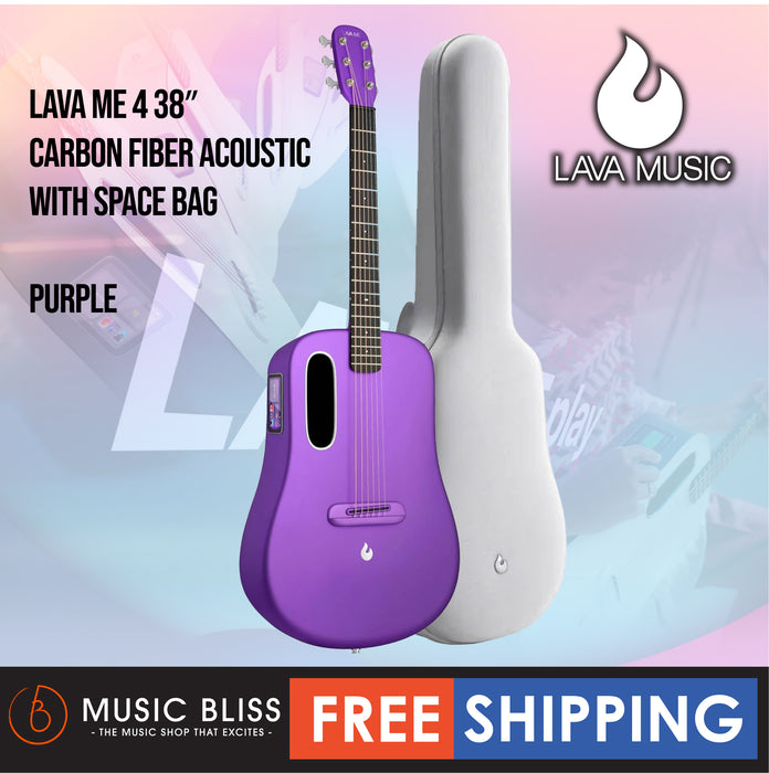Lava ME 4 38″ Carbon Fiber Acoustic-Electric Guitar with Space Bag - Purple - Music Bliss Malaysia