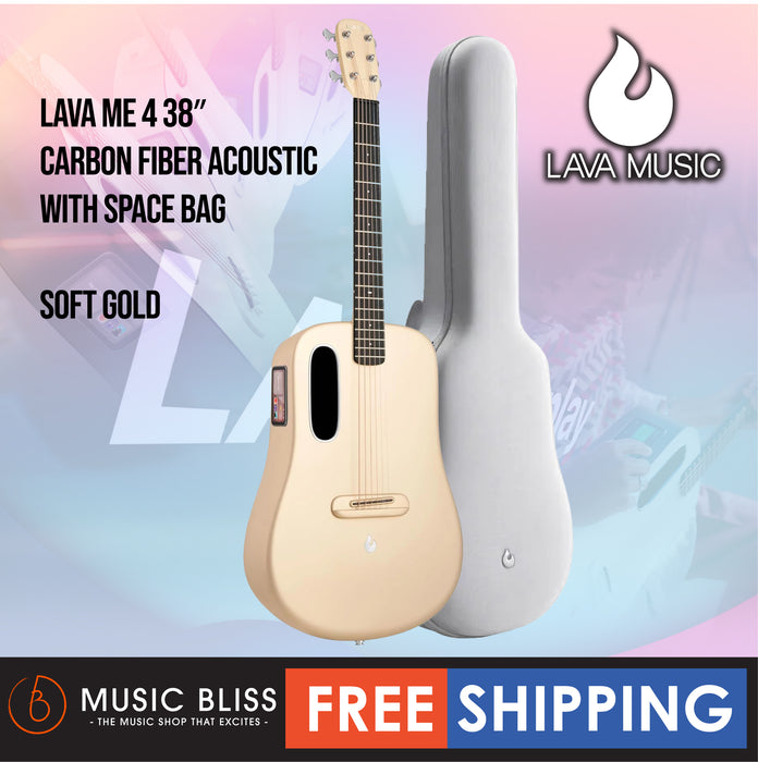 Lava ME 4 38″ Carbon Fiber Acoustic-Electric Guitar with Space Bag - Soft Gold - Music Bliss Malaysia