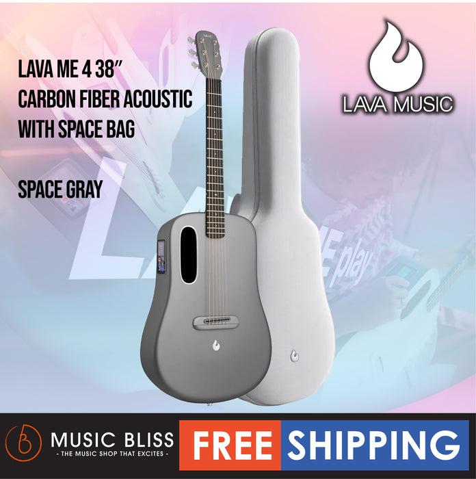 Lava ME 4 38″ Carbon Fiber Acoustic-Electric Guitar with Space Bag - Space Gray - Music Bliss Malaysia