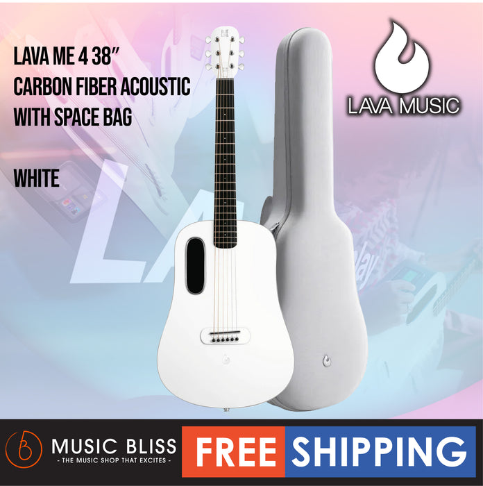Lava ME 4 38″ Carbon Fiber Acoustic-Electric Guitar with Space Bag - White - Music Bliss Malaysia