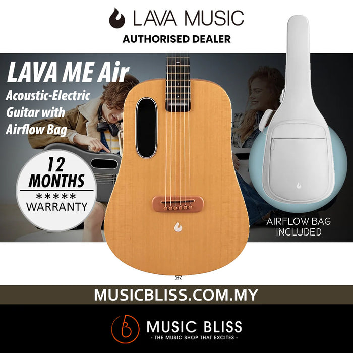 LAVA ME AIR Spruce Acoustic-Electric Guitar with Airflow Bag - Woodgrain Brown & Burlywood