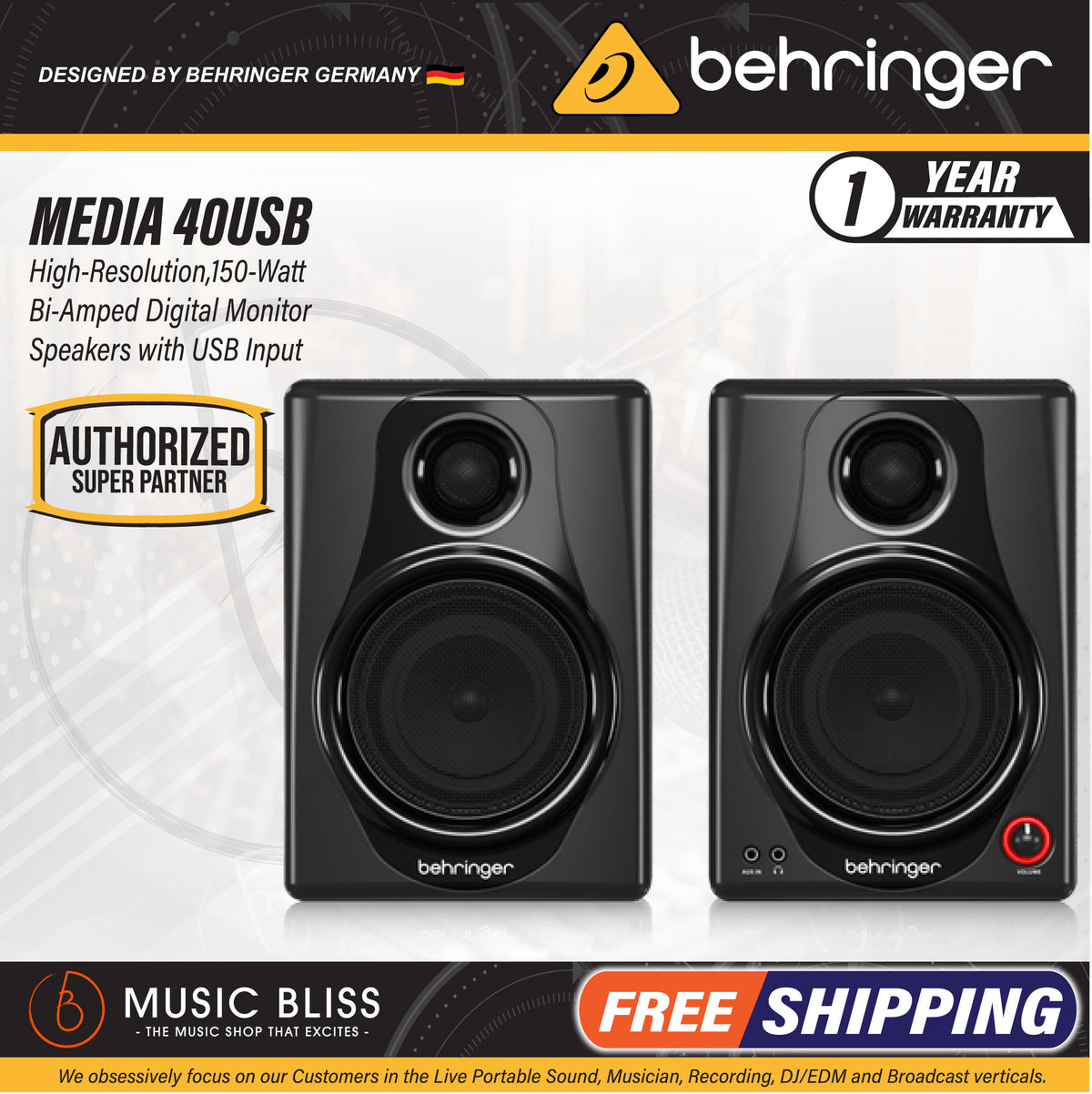 40usb Behringer Media 40 Studio Monitors Behringer Bookshelf