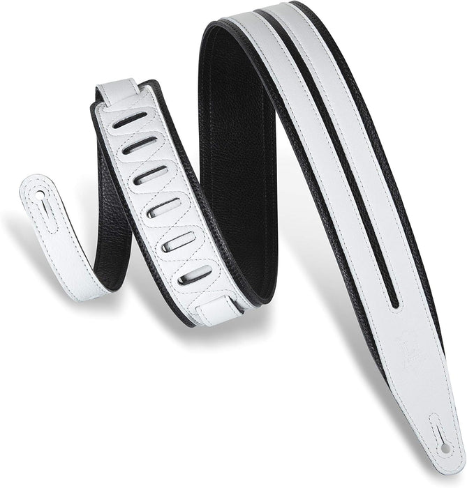 Levy's MG317DRS Garment Leather Guitar Strap - Black/White