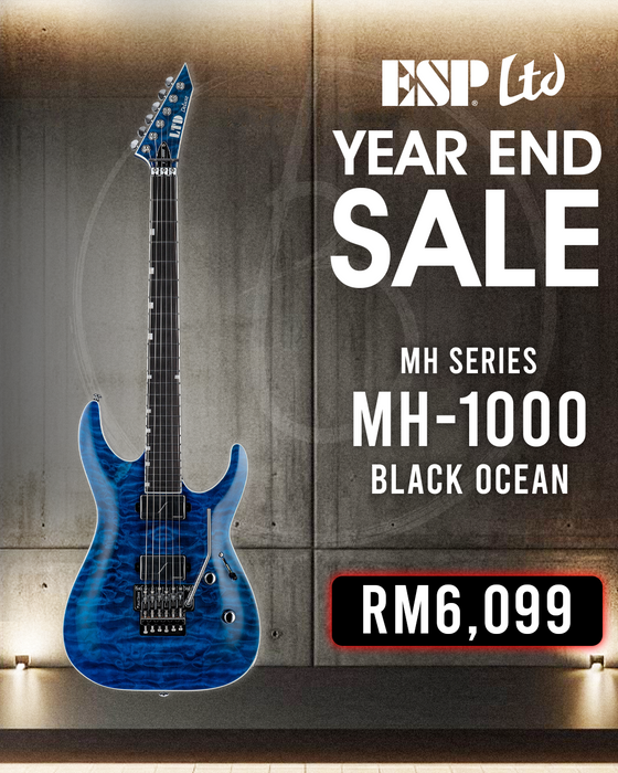 ESP LTD MH-1000 QM Electric Guitar - Black Ocean