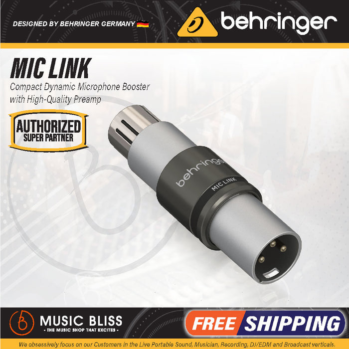 Mic Booster Behringer MIC LINK Compact Dynamic Microphone Booster with Preamp ...