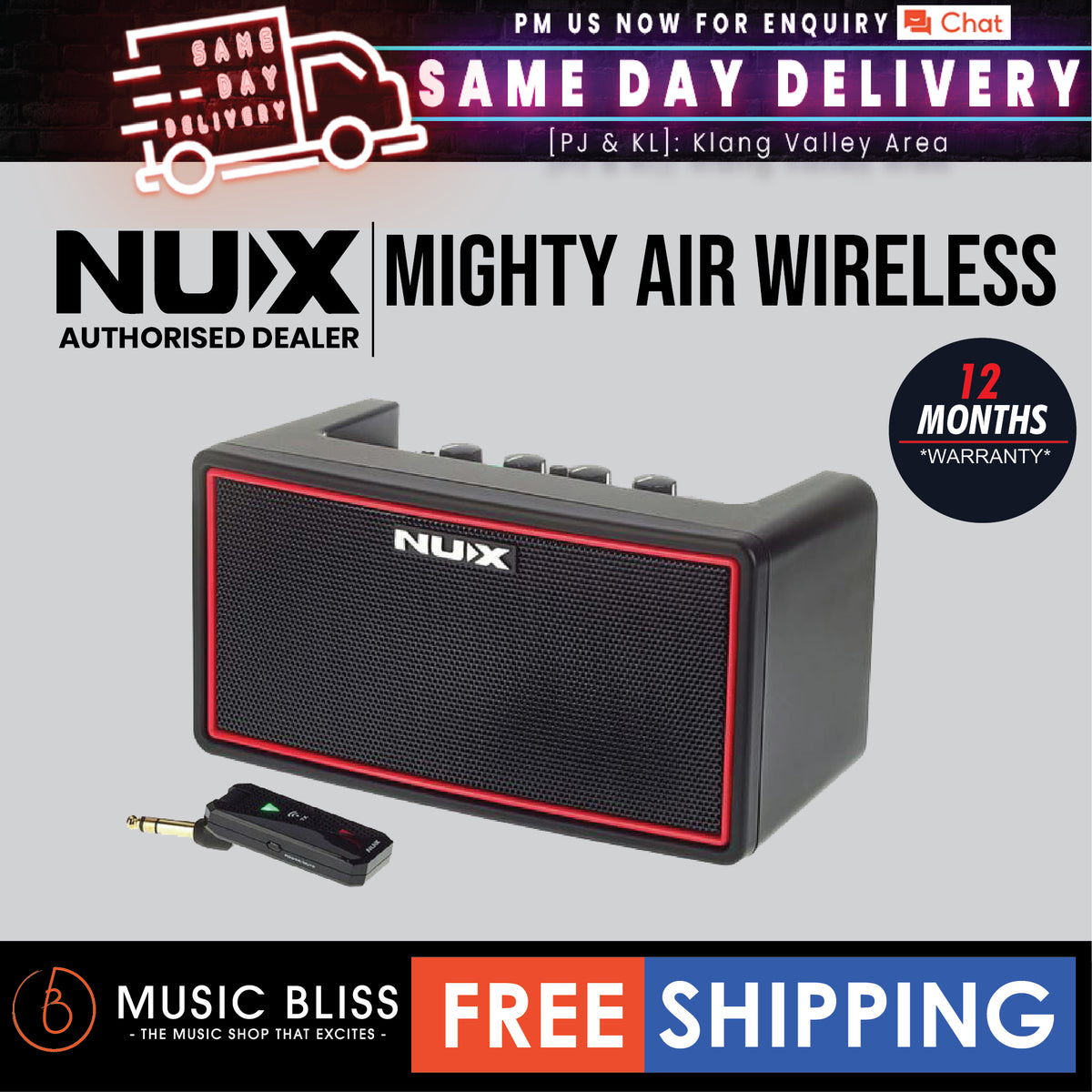 NUX Mighty Air Wireless Stereo Modelling Electric And Bass Guitar