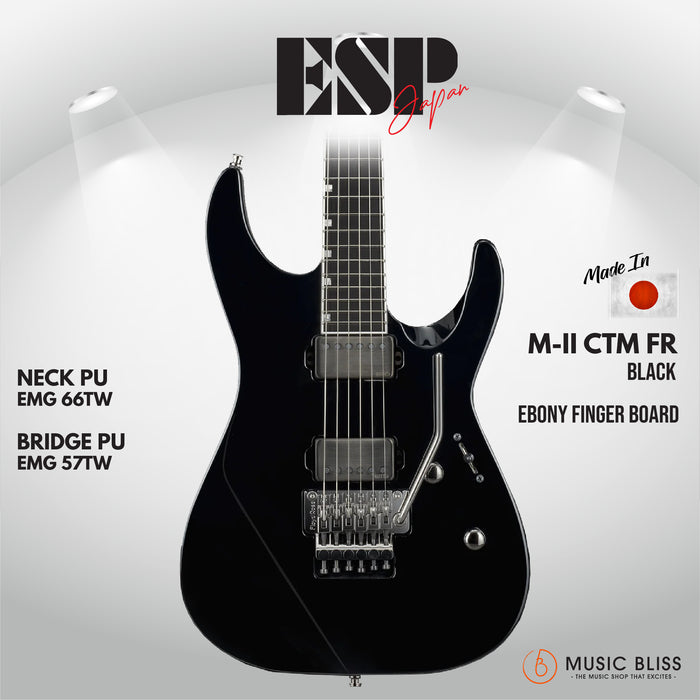 ESP Original M-II CTM FR Ebony FB - Black [MIJ - Made in Japan] - Music Bliss Malaysia