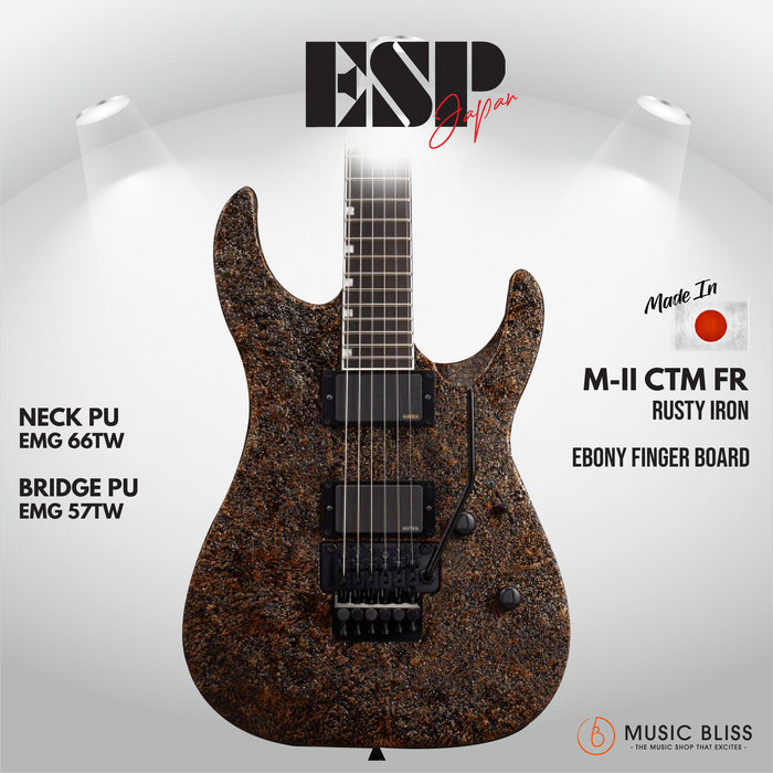 ESP Original M-II CTM FR Ebony FB - Rusty Iron [MIJ - Made in Japan] - Music Bliss Malaysia