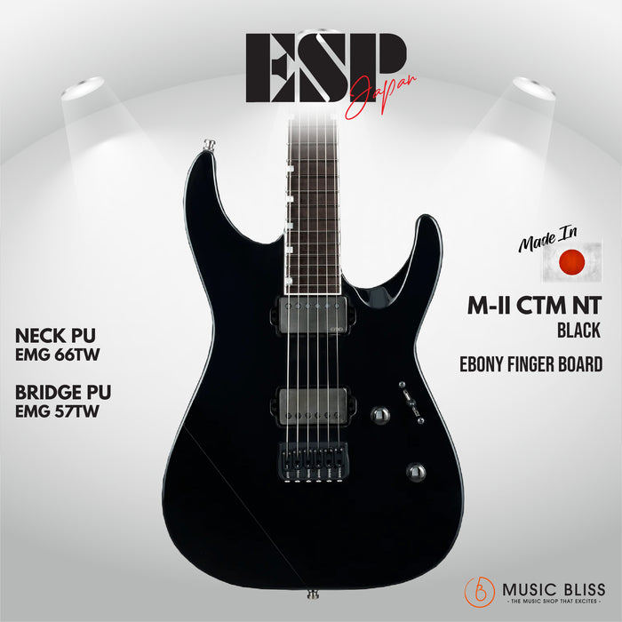ESP Original M-II CTM NT Ebony FB - Black [MIJ - Made in Japan] - Music Bliss Malaysia