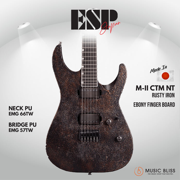 ESP Original M-II CTM NT Ebony FB - Rusty Iron [MIJ - Made in Japan] - Music Bliss Malaysia