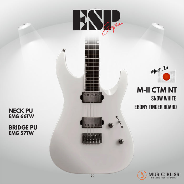 ESP Original M-II CTM NT Ebony FB - Snow White [MIJ - Made in Japan] - Music Bliss Malaysia