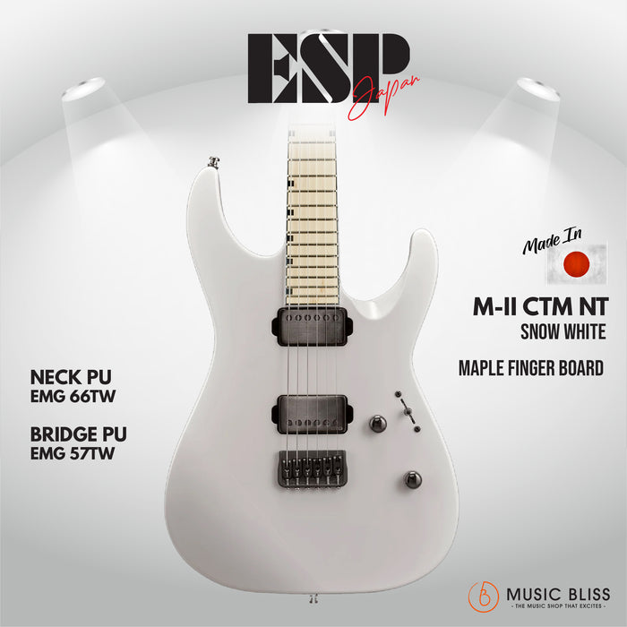 ESP Original M-II CTM NT Maple FB - Snow White [MIJ - Made in Japan] - Music Bliss Malaysia