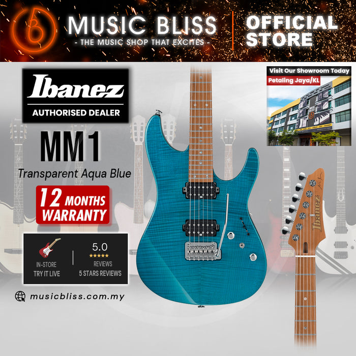 Ibanez Martin Miller Signature MM1 Electric Guitar - Transparent Aqua Blue