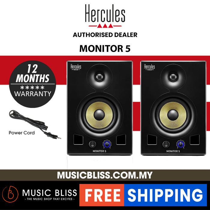 Hercules DJ Monitor 5 Active Studio Monitors - Pair - Music Bliss Malaysia