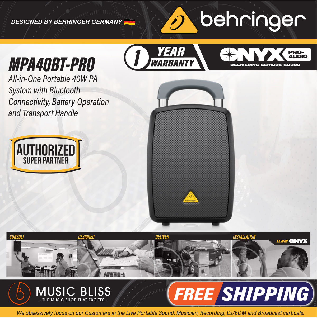 Behringer Europort MPA40BT-PRO 40-Watt PA System | Music