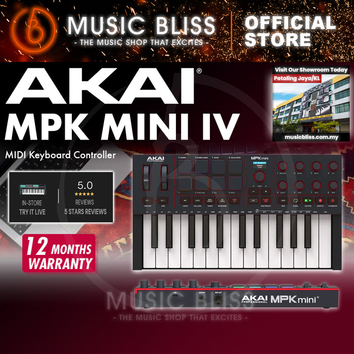 Akai Professional MPK Mini IV MIDI Keyboard Controller - Black