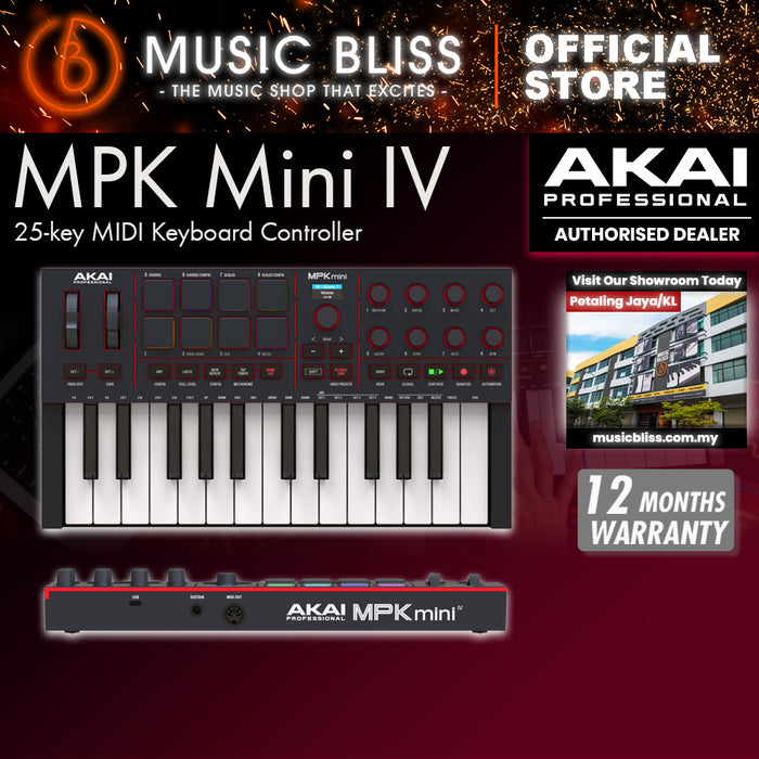Akai Professional MPK Mini IV MIDI Keyboard Controller - Black