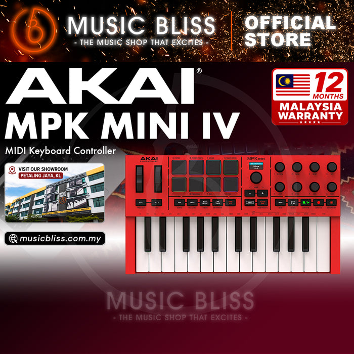 Akai Professional MPK Mini IV MIDI Keyboard Controller - Red
