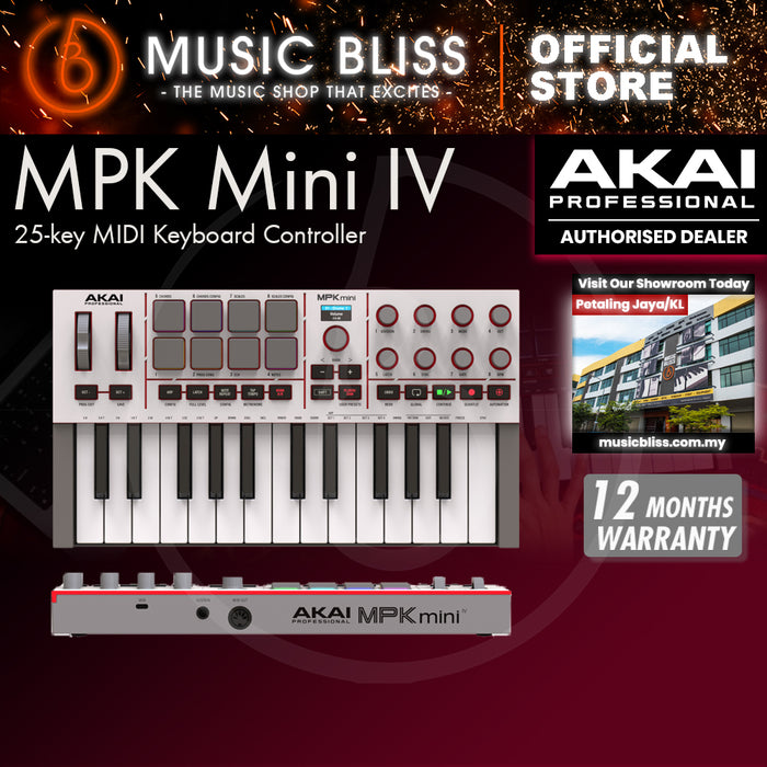 Akai Professional MPK Mini IV MIDI Keyboard Controller - White