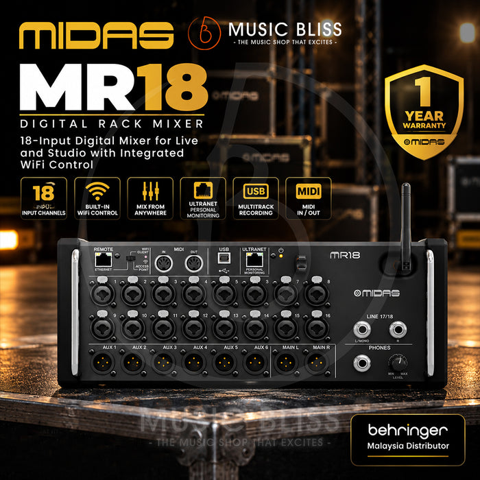Midas MR18 18-Input Digital Mixer for iPad/Android Tablets