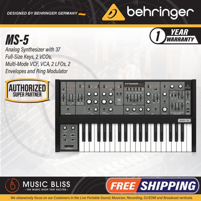 Behringer MS-5 37 Full-Size Keys Analog Synthesizer - Music Bliss Malaysia