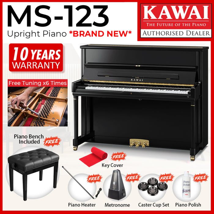 Kawai Master Series MS123 Upright Piano - Black Polish