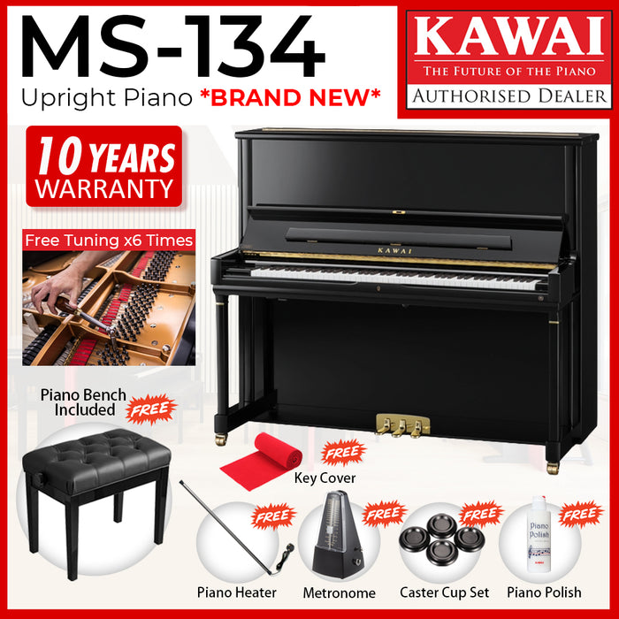 Kawai Master Series MS134 Upright Piano - Black Polish
