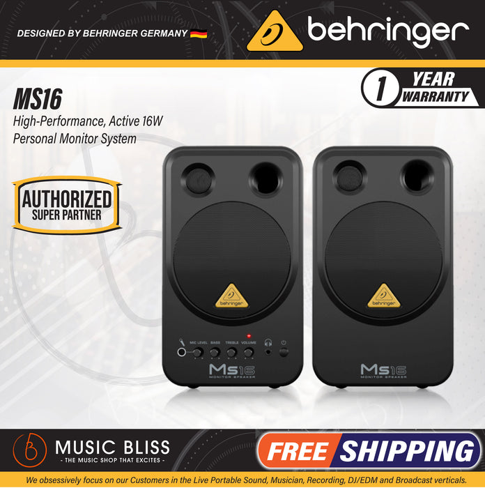 Behringer MS16 16-watt Powered Monitor System - Pair - Music Bliss Malaysia