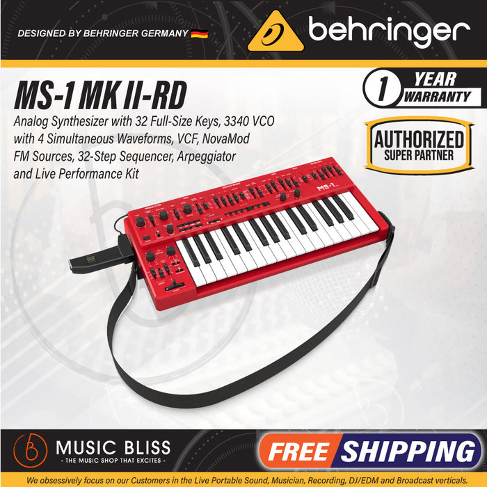 Behringer MS-1 MKII Analog Synthesizer - Red