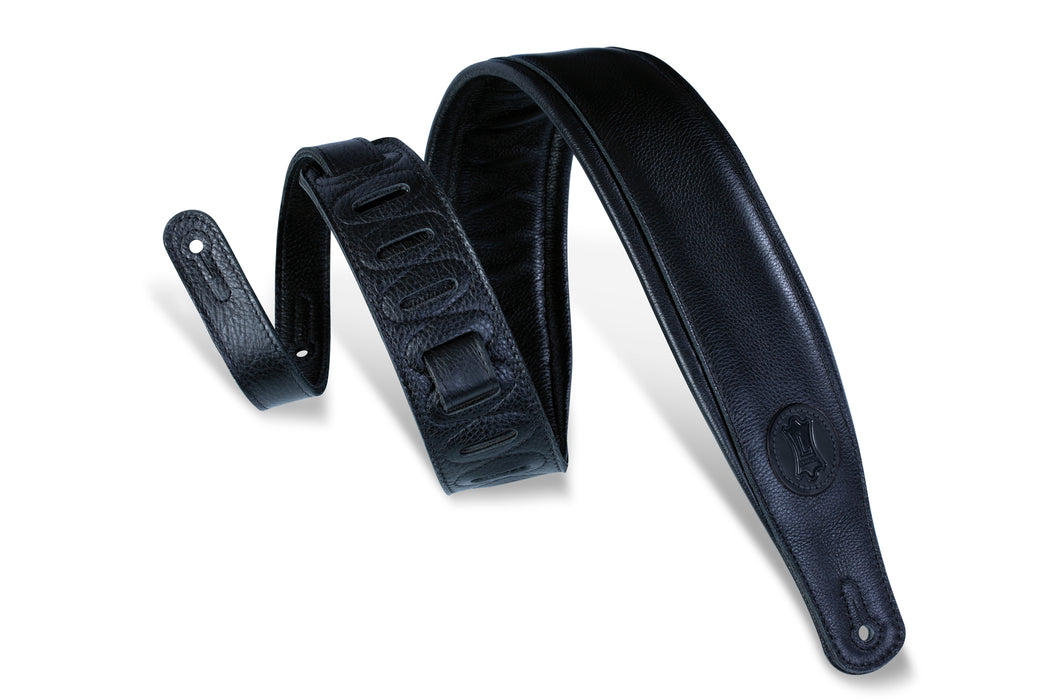 Levy's MSSB2-BLK 3" Wide Black Garment Leather Guitar Strap - Music Bliss Malaysia