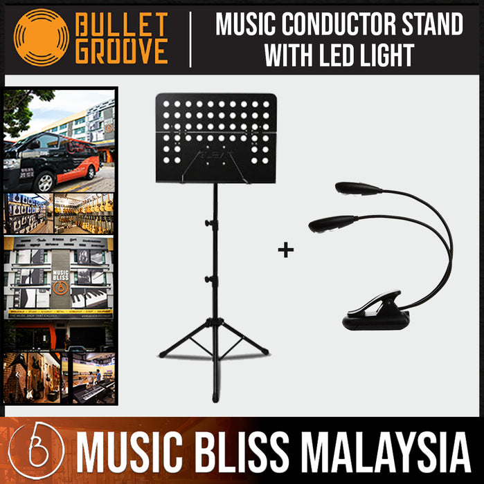 Bullet Groove Conductor Music Stand with LED Light