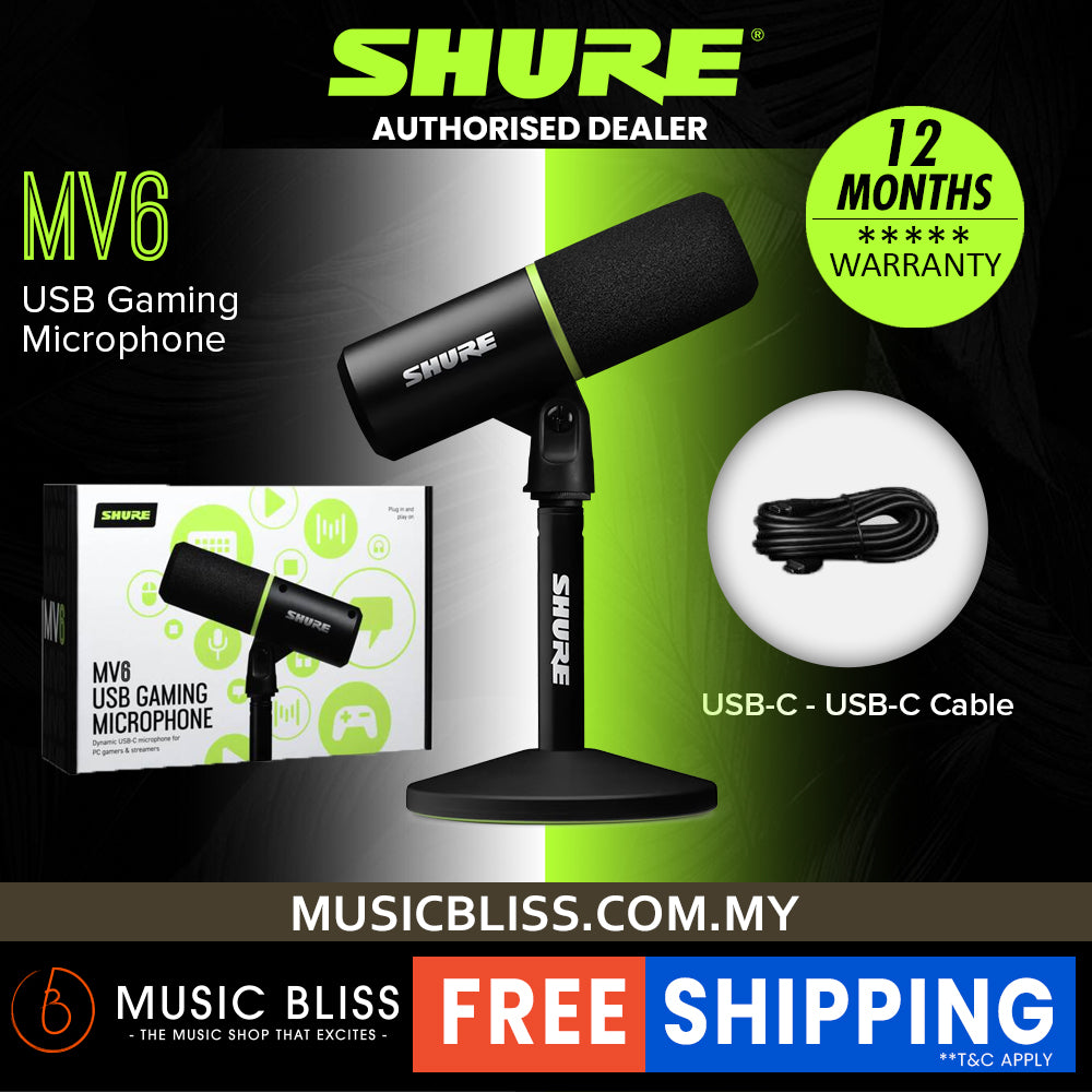 Shure MV6 USB Gaming Microphone (MV-6) Music Bliss Malaysia