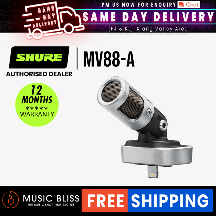 [Latest Model] Shure MV88 Digital Stereo Condenser Microphone for iOS - Music Bliss Malaysia