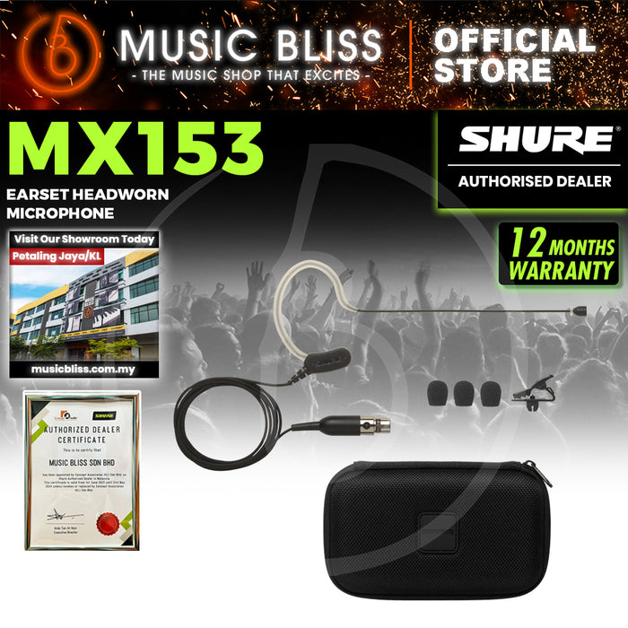 Shure MX153B/O Omnidirectional Earset Microphone for Shure Wireless - Black