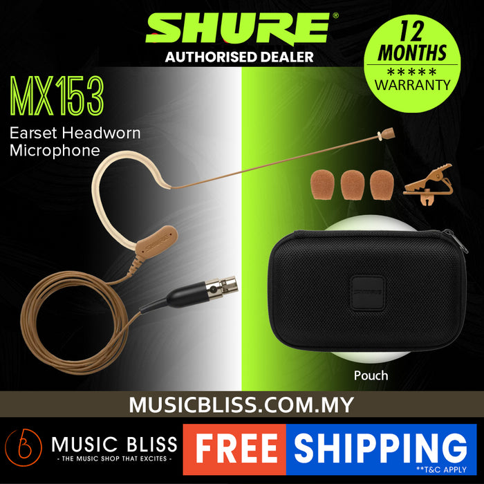 Shure MX153C/O Omnidirectional Earset Microphone for Shure Wireless - Cocoa