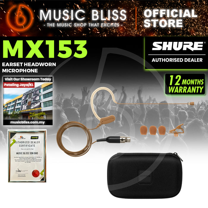 Shure MX153C/O Omnidirectional Earset Microphone for Shure Wireless - Cocoa