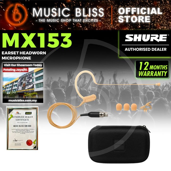 Shure MX153T/O Omnidirectional Earset Microphone for Shure Wireless - Tan