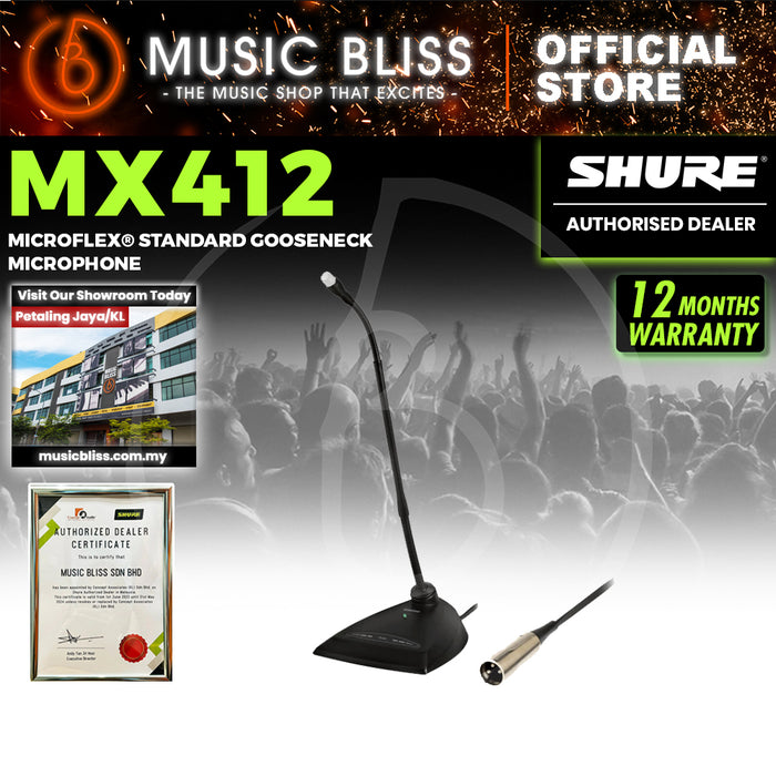 Shure MX412D/N 12" Gooseneck Microphone with Desktop Base and Preamp (No Microphone Cartridge)
