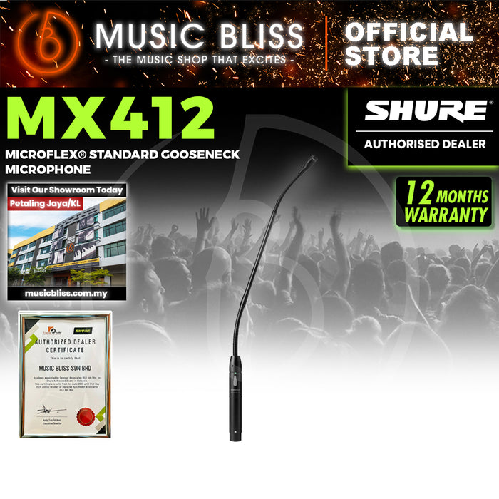 Shure MX412S/C 12 inch Cardioid Gooseneck Microphone with Preamp & Mute Switch