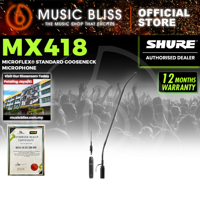 Shure MX418SE/C 18 inch Cardioid Gooseneck Microphone with Preamp and Side-exit Cable