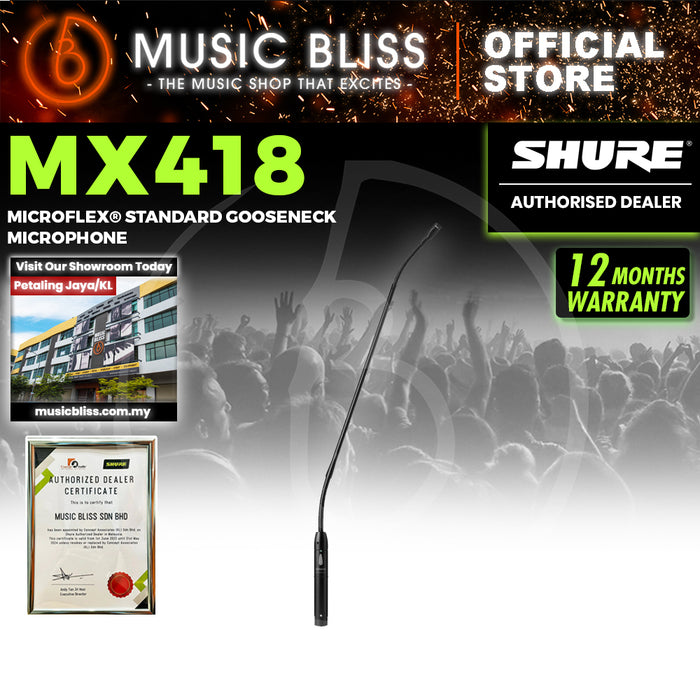 Shure MX418S/C 18" Cardioid Gooseneck Mic with Mute Switch