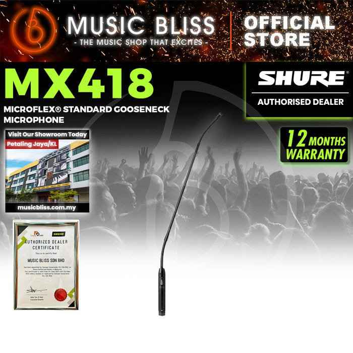 Shure MX418S/S 18 inch Supercardioid Gooseneck Microphone with Preamp & Mute Switch