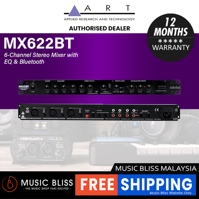 ART MX622BT 6-channel Stereo Mixer with Bluetooth